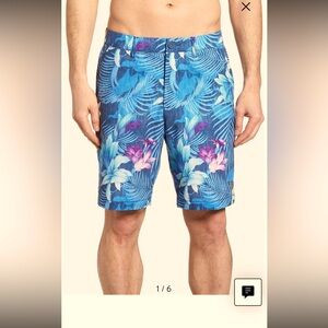 Tommy Bahama Hybrid Shorts Size 30 Ocean Deep Blue Cayman Laredo Blooms 9" Insea